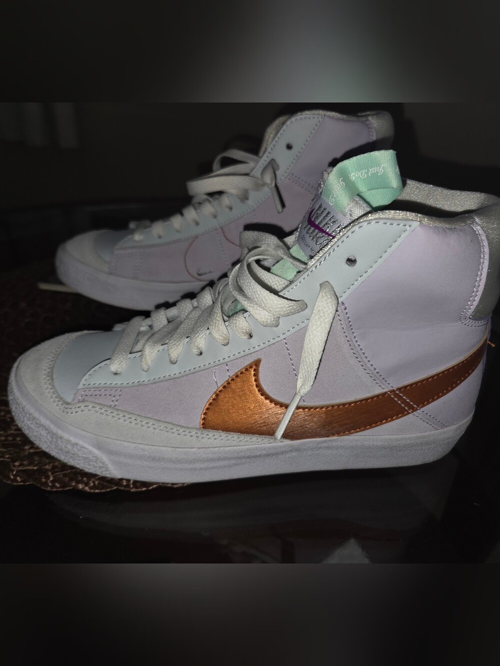 Nike Blazer Mid '77 SE Dance sneakers in the "Barely Grape/Metallic Copper"